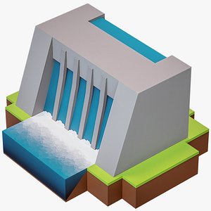 Lowpoly Cartoon Hydropower Plant PBR
