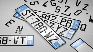 3D Customizable French License Plate 3D model model