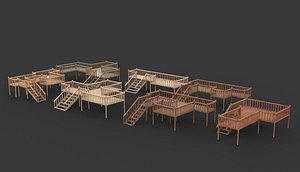 Multi wooden Deck 3D model