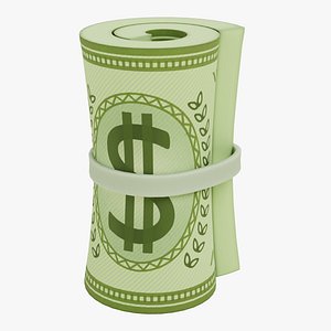 3D Cartoon Money Bills Roll