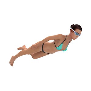 swimming girl animation 3D model