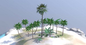 Tropical Plants Pack 10 Types No Transparency Low-Spec Friendly 3D Model model
