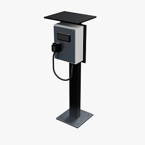 Pedestal EV Charger with Retained Cable and Drilled Base