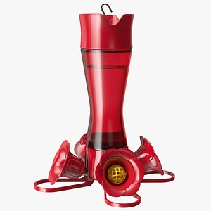 3D Hummingbird Feeder with Red Glass