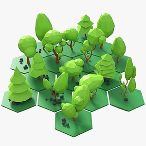 cartoon low poly trees pack