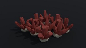 Low-poly Cartoon fantasy crystal kit Polygonal 3D model
