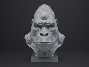 3D Gorilla Bust - Animal Figurine