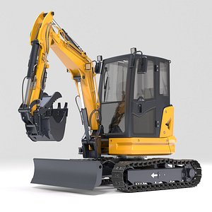 3D Mini Excavator Cabinet Rigged and Animated model