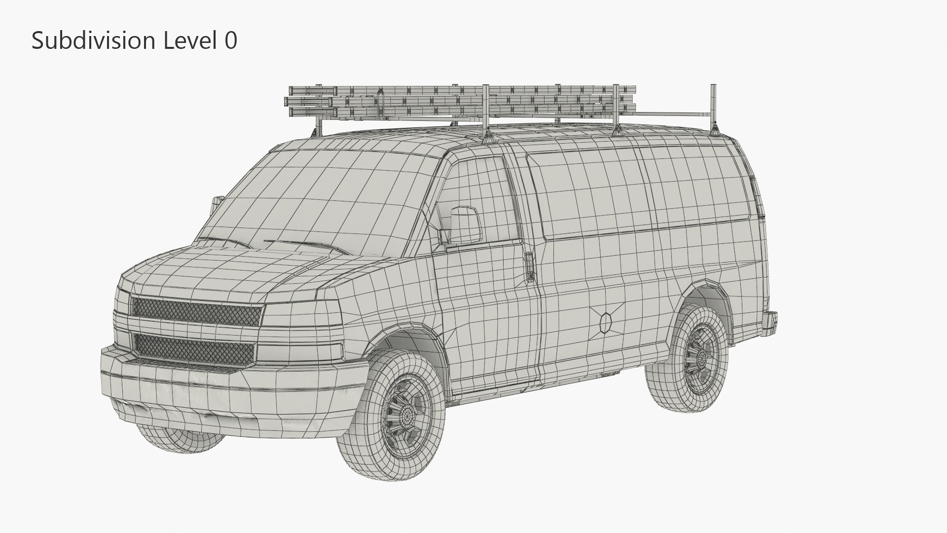 3D White Van With Ladder Rack - TurboSquid 2461453