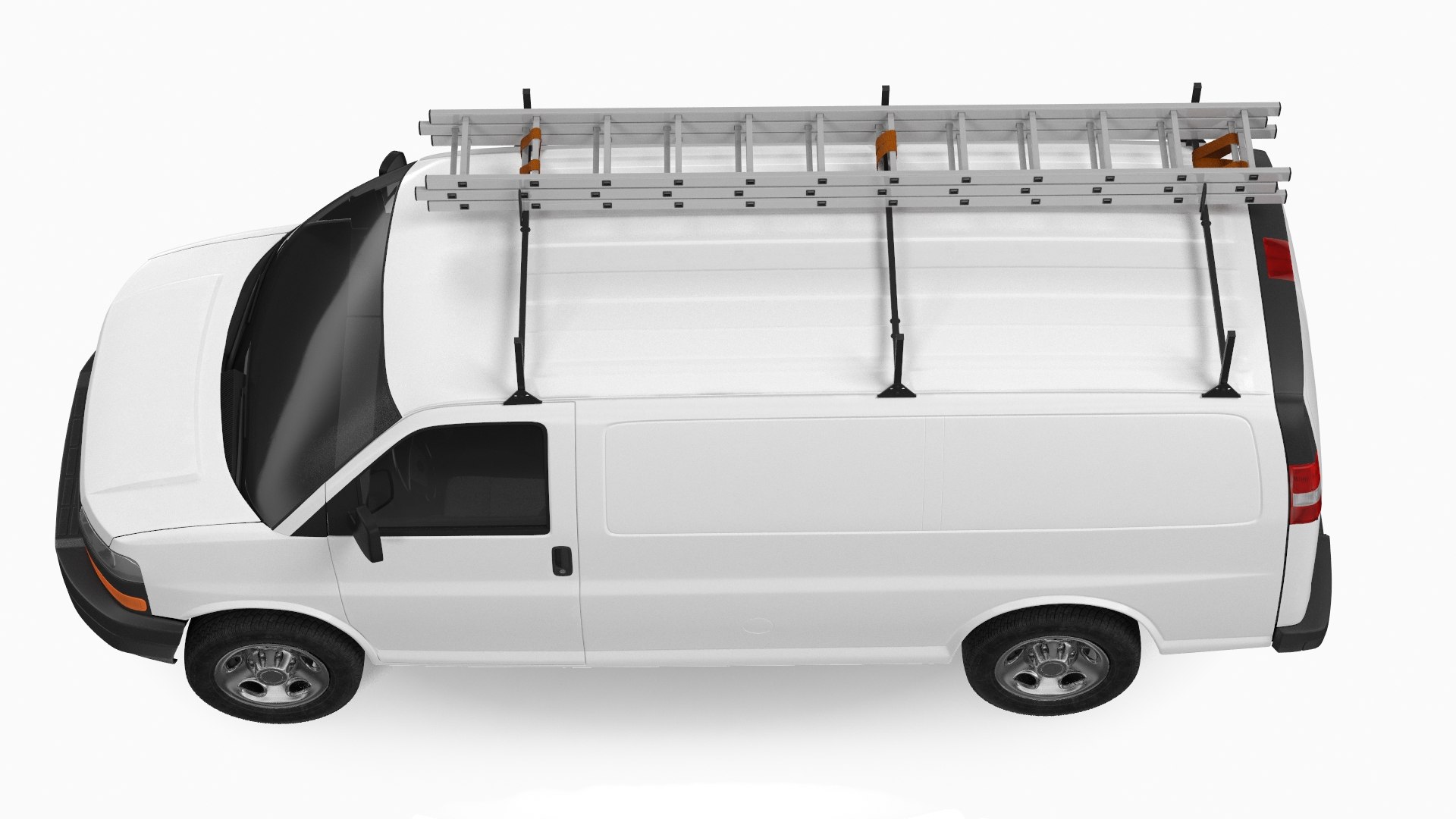 3D White Van With Ladder Rack - TurboSquid 2461453