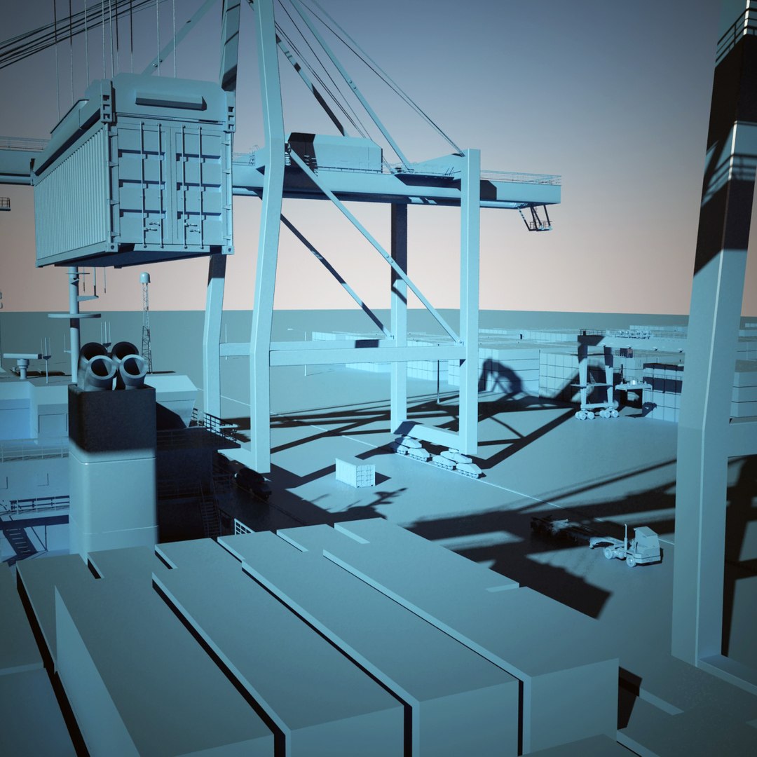 3d Container Terminal Scene