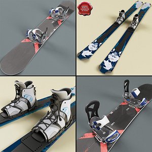 3d snowboard skis model