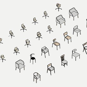 3D model Chairs - Pack of revit families