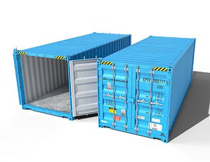 20ft Cargo Container Light Blue 3D