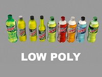 low poly mountain dew bottles