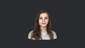 Beautiful brunette woman 2- Realistic bust head ready