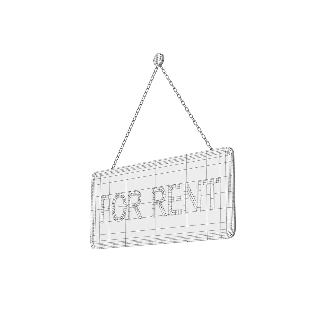 Hanging Sign For Rent 3D - TurboSquid 2029620
