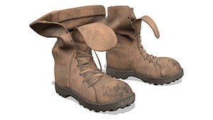 Brown Suede Large Loose Flapped Untied Lace Neck Combat Boots