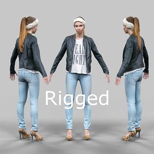 3d model scanned female character rigged