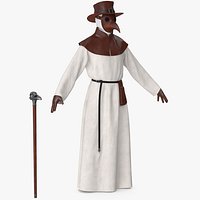 Plague Doctor Costume with Staff Brown