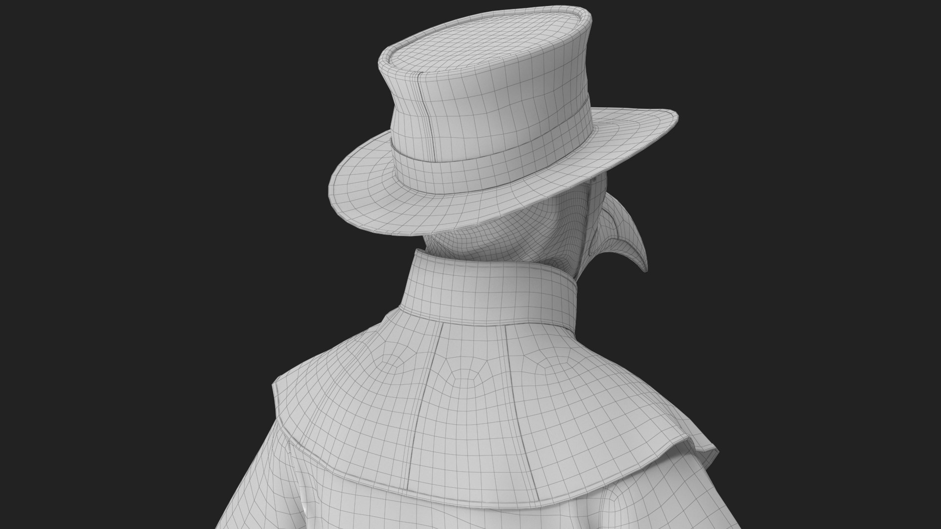 Plague Doctor Costume with Staff Brown 3D model https://p.turbosquid.com/ts-thumb/TB/q2LxOl/IZ/wireframe_12/jpg/1780037200/1920x1080/fit_q87/b90b11835511ddee3ac1765284e799109d887c5a/wireframe_12.jpg