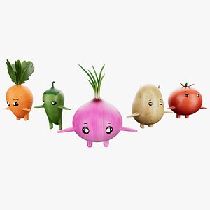 Vegetables Characters Low-poly 3D model 3D model