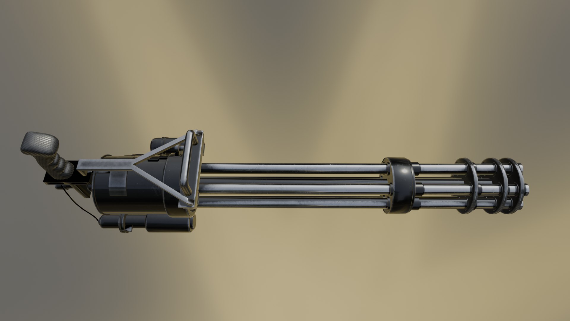 Realistic Six-Barrel Minigun Game-Ready 3D Model PBR Textures Model ...