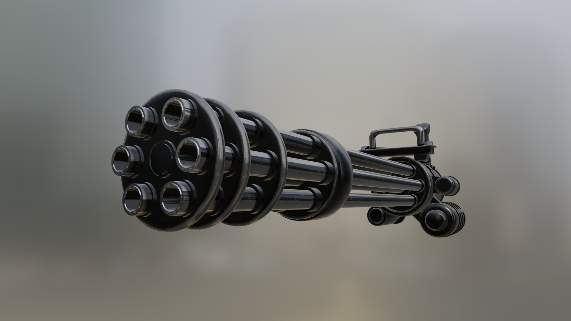 Realistic Six-Barrel Minigun Game-Ready 3D Model PBR Textures Model ...