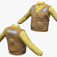 Reflective Industrial Worker Vest with Zipper Yellow Used