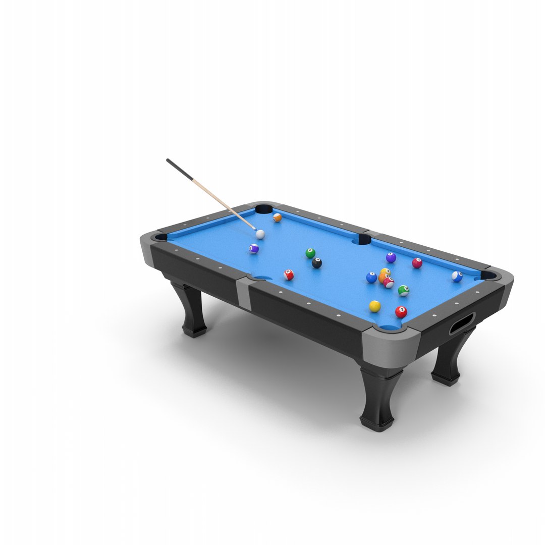 Blue Billiard Pool Table Set 3D Model - TurboSquid 2188398