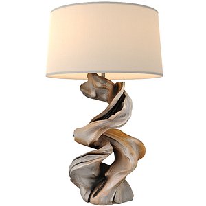 Table Lamp Natural Wood Light Driftwood Scandinavian Style 3D model model