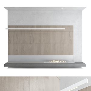 Decorative wall with fireplace set 40 model