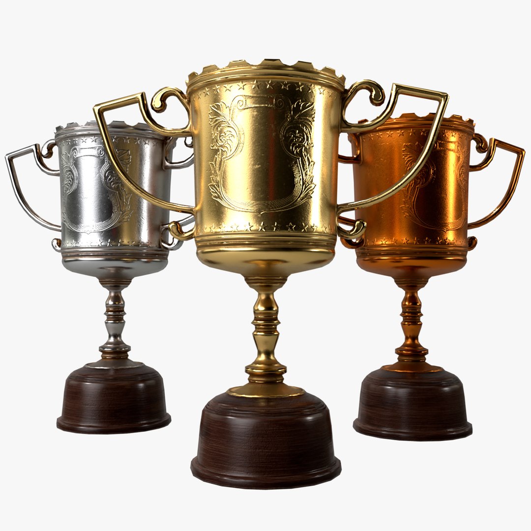 Cup Gold Silver Bronze Sport Trophy Model - TurboSquid 2084342