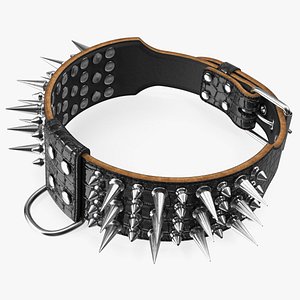 3D Dog Collar with Spikes Black