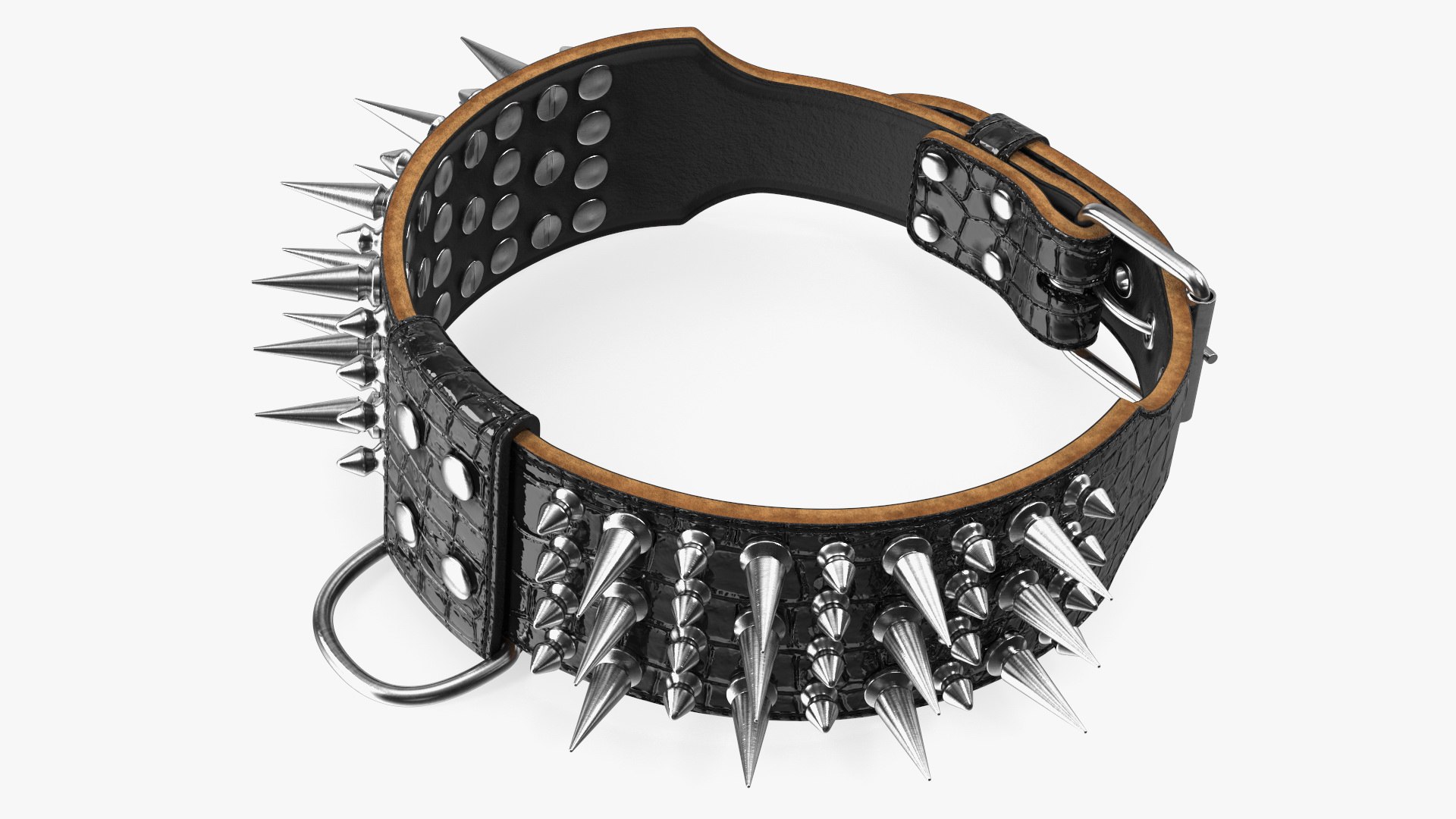 Dog Collar with Spikes Black 3D model preview