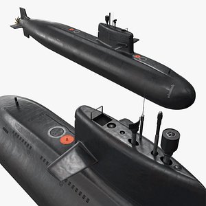 Modern Diesel-Electric Submarine Black Rigged
