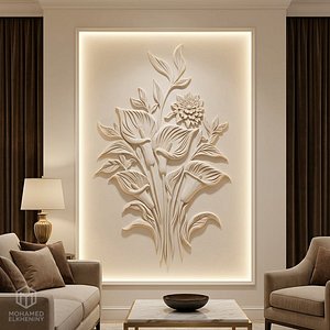 3D Calla Lily Floral Bouquet wall decor Relief STL Mural CNC 420 model
