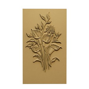 3D Calla Lily Floral Bouquet wall decor Relief STL Mural CNC 420 model