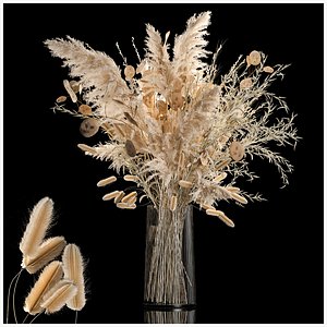 Luxury bouquet of reeds pampas grass and dried flowers 237 3D