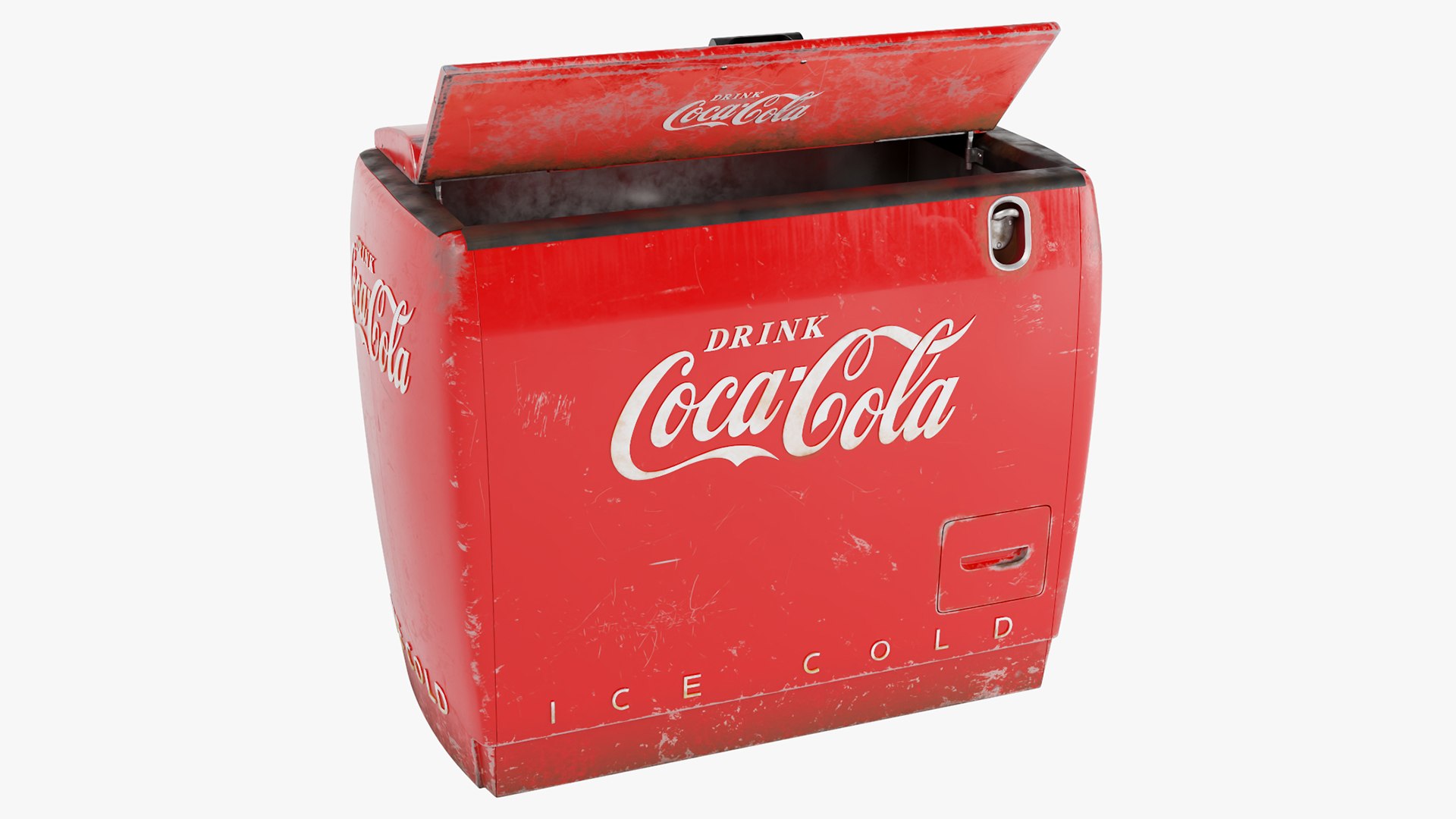 Old Refrigerator with Coca Cola Inside 3D model preview