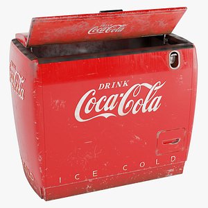 Old Refrigerator with Coca Cola Inside 3D model