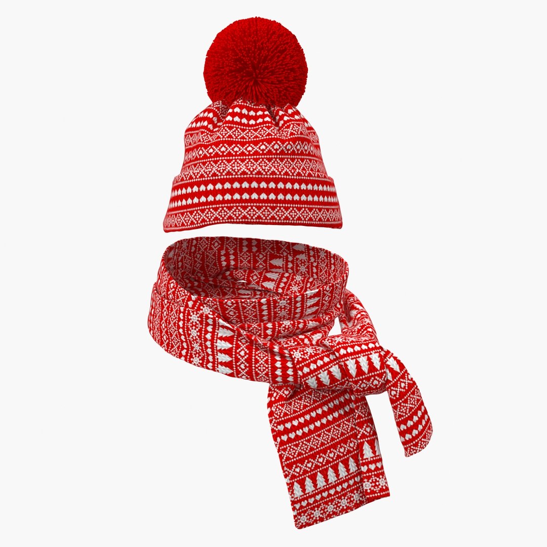 Christmas Hat and Scarf 3D model for vehicle visualization, games, animation, transport scenes, and automotive rendering