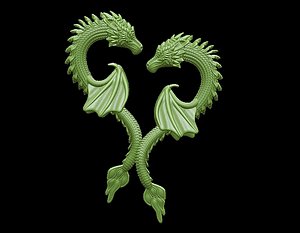 Detailed sculpt  Twin Dragons pendant