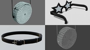 3xPack Rattan bag star sunglasses and Belt Obj and Blend