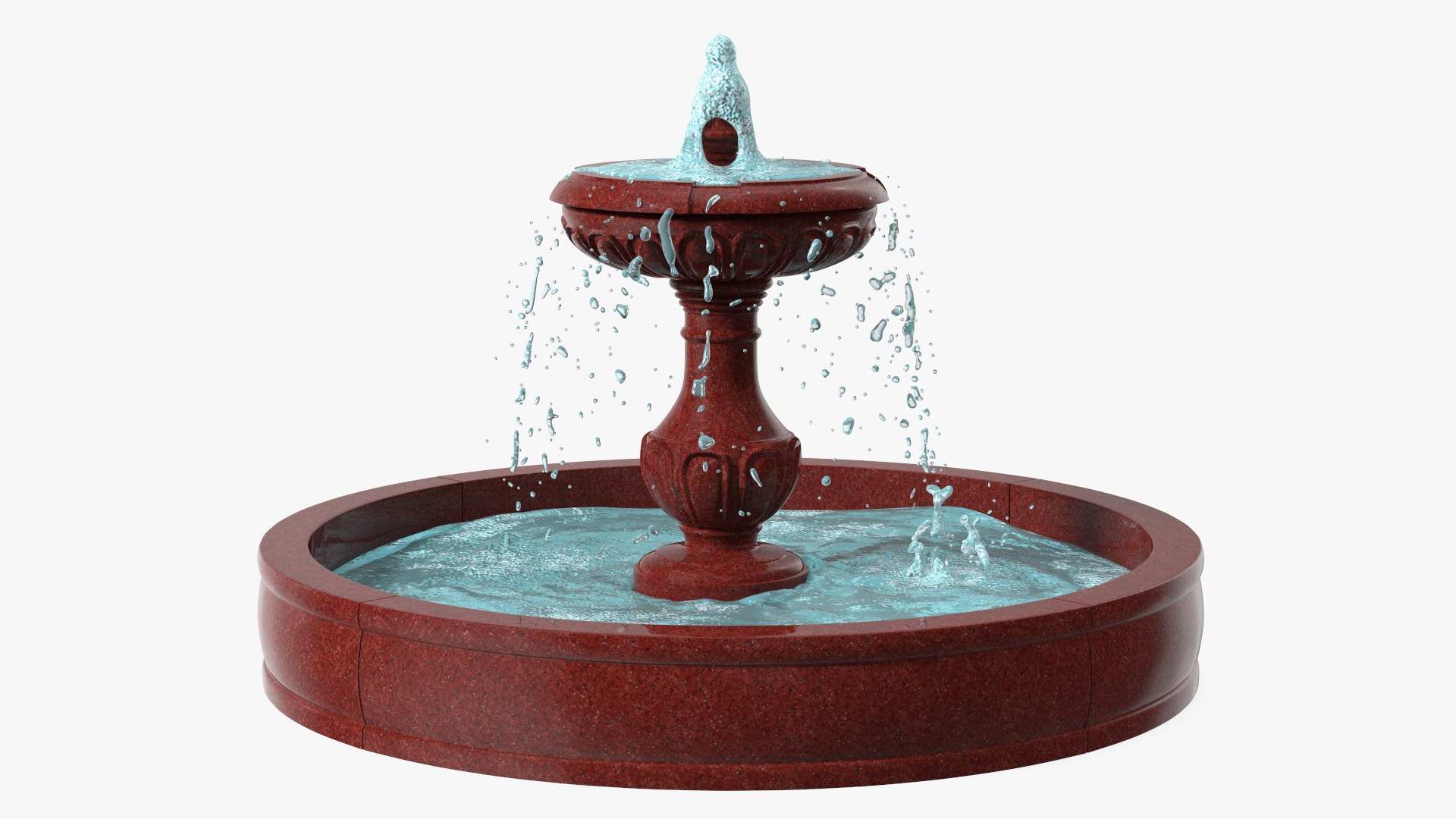 Classic Garden Fountain Red 3D model preview