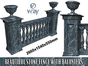 marble fence balasins columns 3D model
