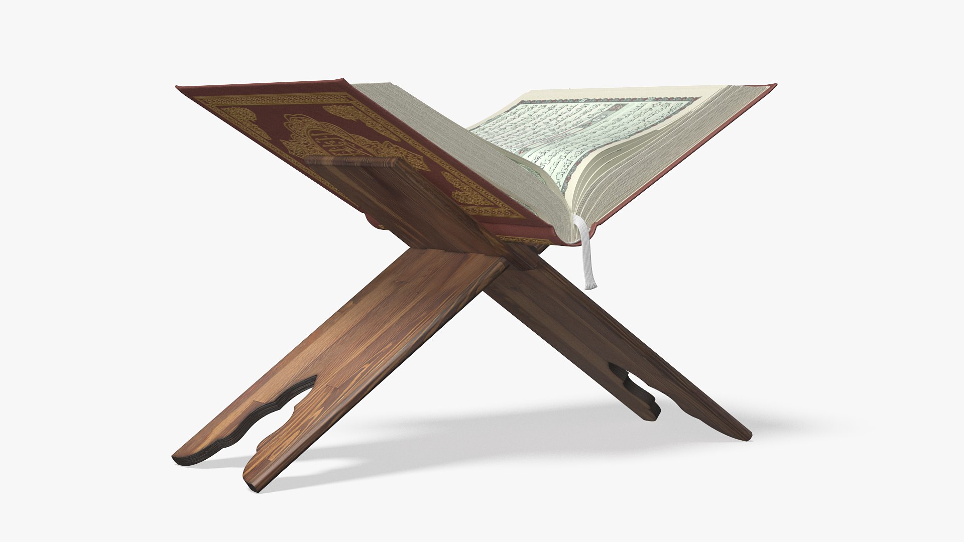 Quran Book on Stand Red Open 3D model preview
