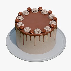 3D model Realistic Chocolate Drip Cake