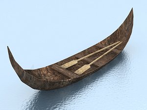 3d old wooden canoe model