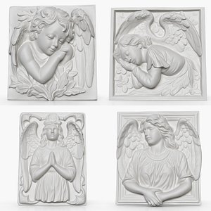 4 Angel Reliefs Collection 1 3D
